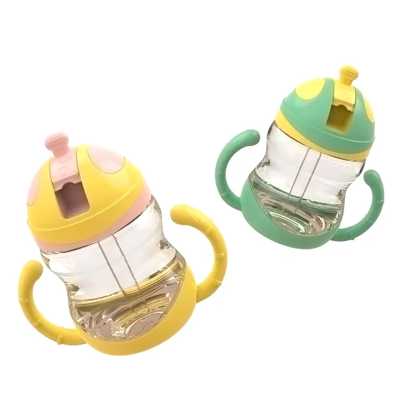 Hot selling OEM Factory 300ML baby water bottle baby training cup PP Plastic baby cup with handle