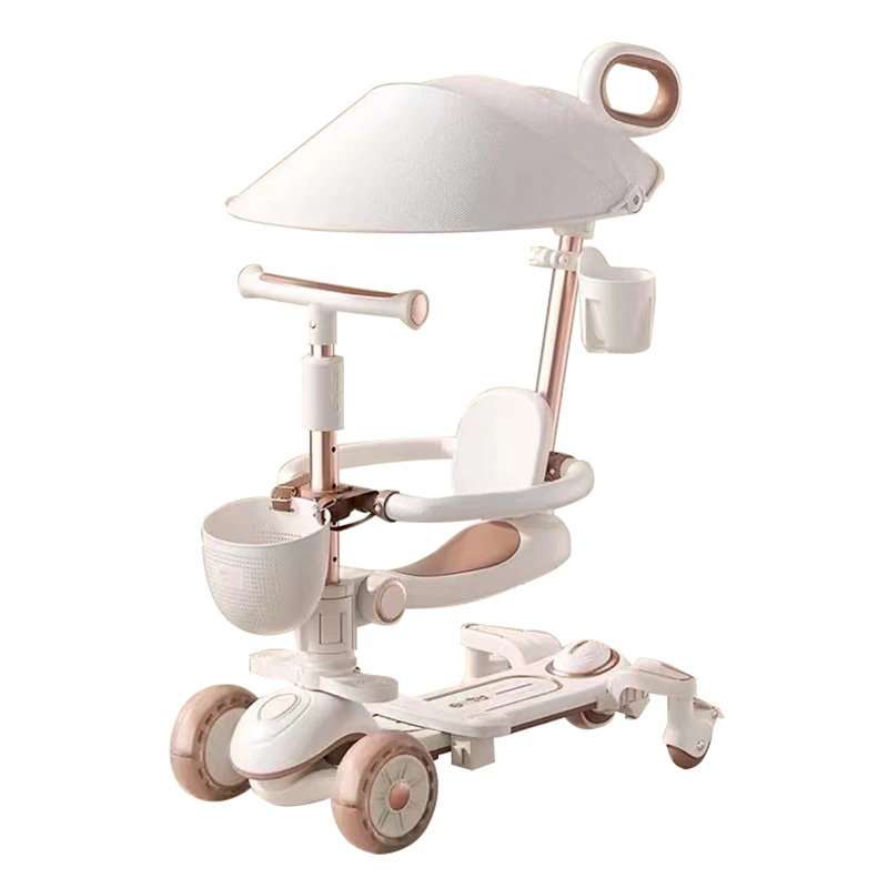 Alloy Baby Scooter Anti-Slip Pedal with PU Flash Wheel Simulated Leather Guardrail Plastic Toy Vehicle Child Ride-On Similar Car