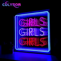 New Sign Custom Logo Home Decor Girls Flex Light Bathroom Bedroom LED Neon Infinity Mirror