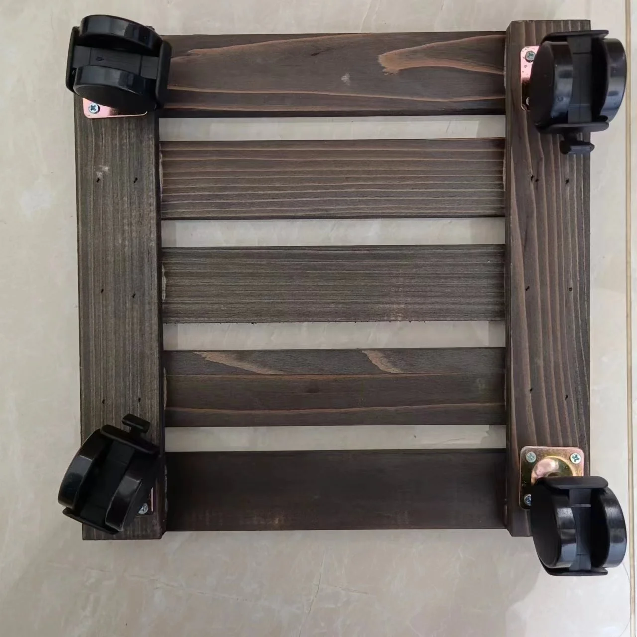 Wooden Lockable Plant Stand Heavy Duty Plant Dolly 2 Pack Square Sturdy Design Indoor Outdoor