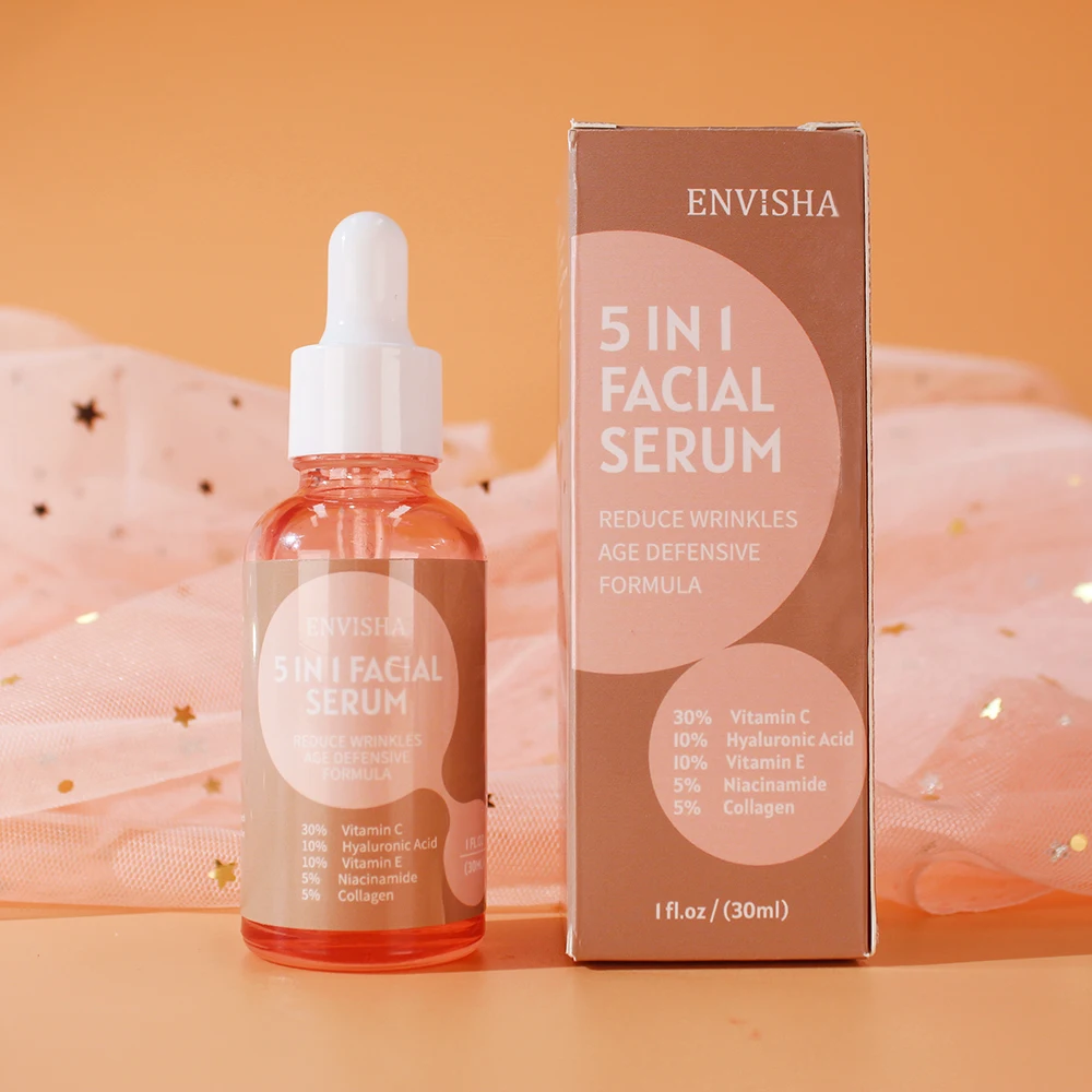 New Korean Anti Aging Hyaluronic Acid Niacinamide Vitamin C E Skin Care Face Serum Facial Whitening 5 in 1