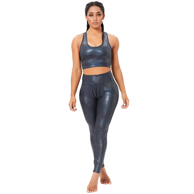2022 Eation Wholesale Active Wear Yoga Apparels Women Embossed Yoga Set Work Out Sport Bra And High Waist Leggings Pants Gym Fit