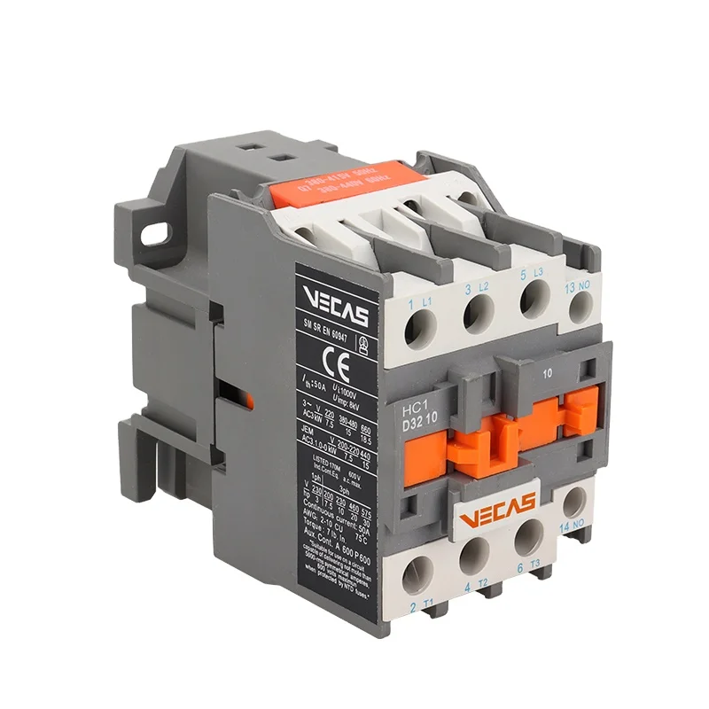 Vecas Magnetic Contactor OEM Circuit Controller HC1-D 0910 9A 110V 120V 220V 230V 380V AC Motor AC Contractor IEC60947-2 50/60hz