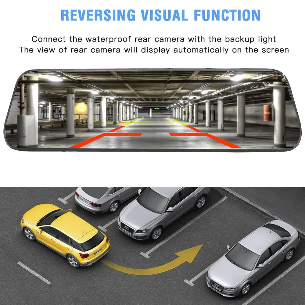 10 Inch RearView Mirror Car black box Dvr Camera Dashcam FHD Dual 1080P Lens Driving Video Recorder Dash Cam