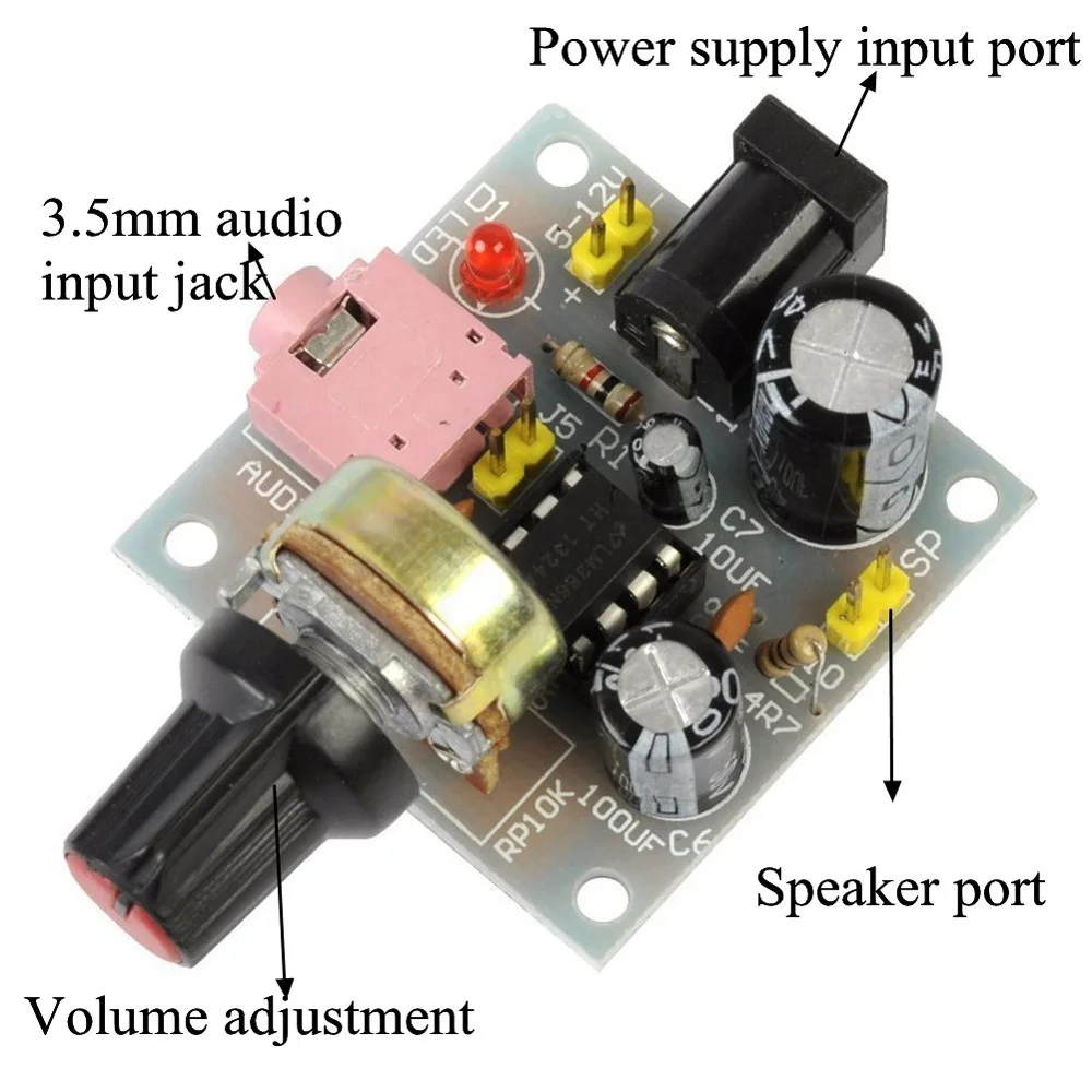 LM386 MINI Amplifier Board DIY Kit 3V-12V Power Amplifier Suite Electronic Fun Kits Amplificador Module Board