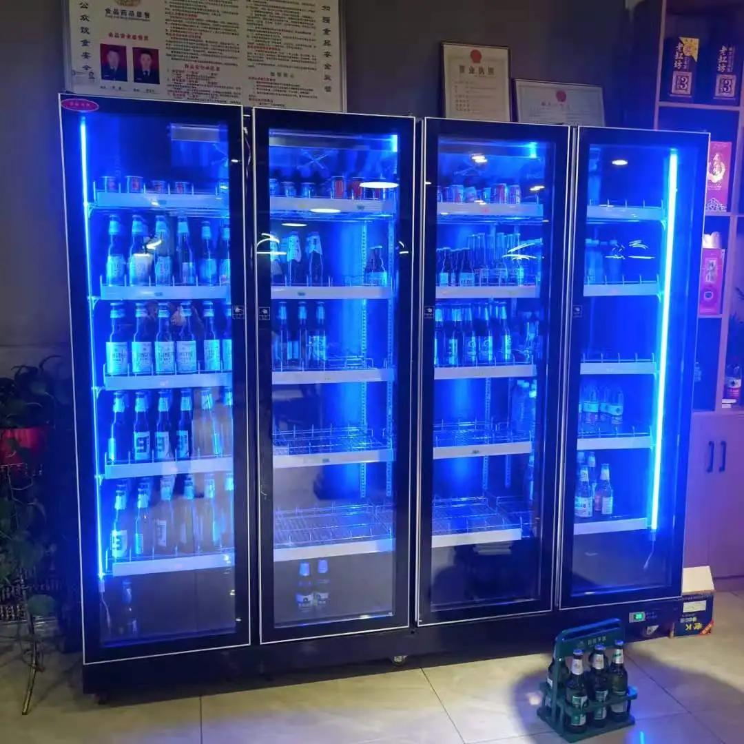single/double/three door chiller upright freezer glass door refrigerator