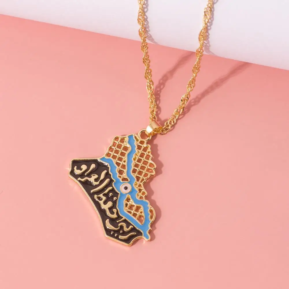 Fashion Jewelry Customized Color Drop Oil Enamel African Countries National Map Flag Necklace For Women Men