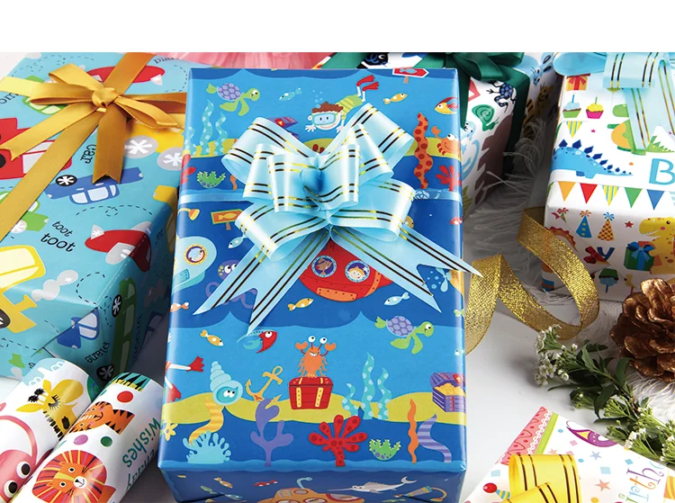 gift cartoon wood pulp wrapping paper kids greaseproof for birthday party