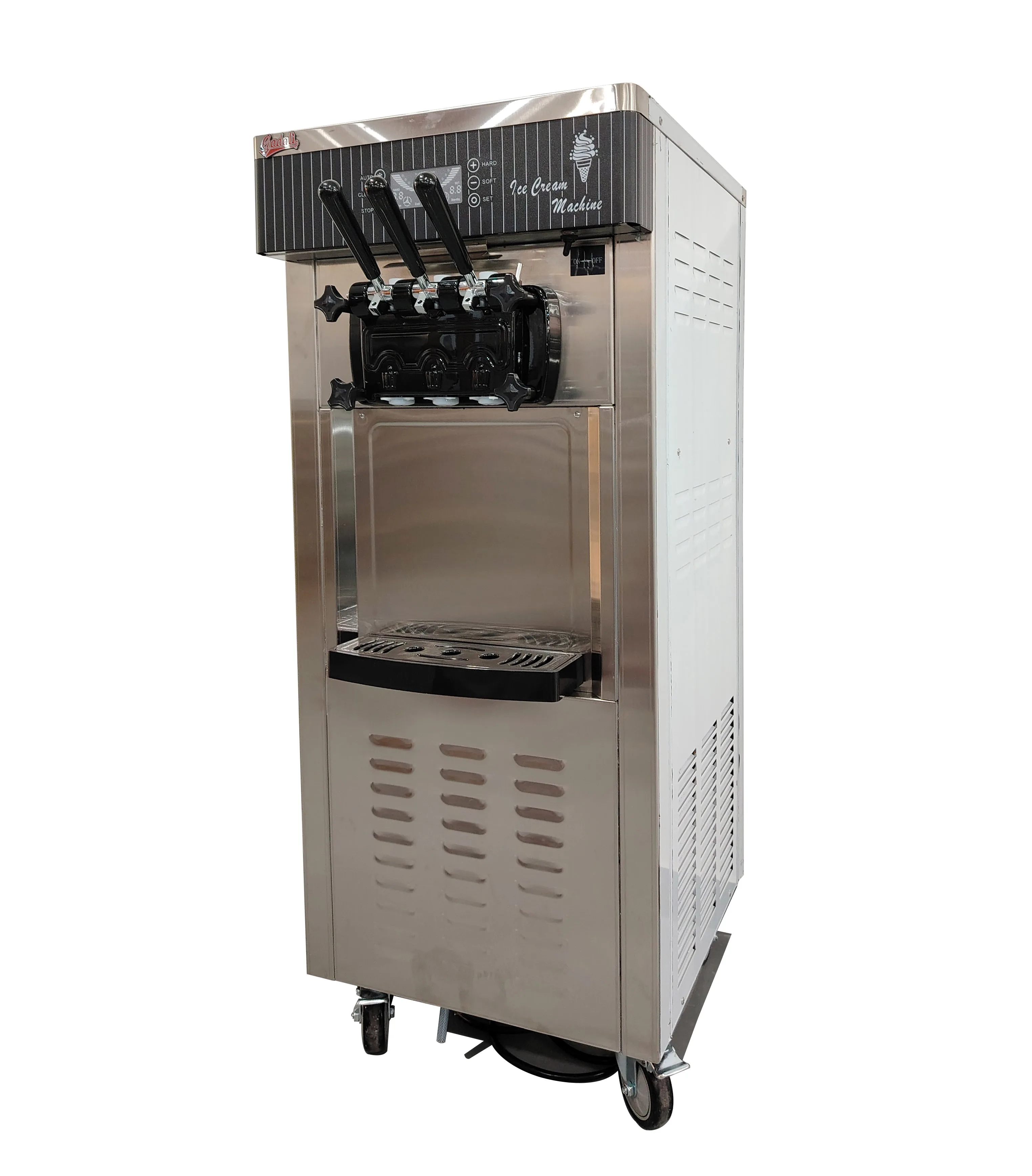 Summer hot sale stainless steel vertical three flavors soft ice cream machine gelato maker frosting machine