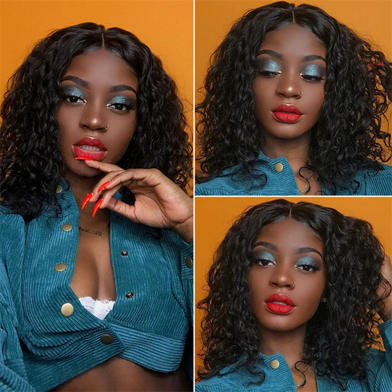 Different Design Fashion Color Wigs Wholesale Synthetic Hair 14 Inches Kinky Curly Yaki Afro Perruque Hair Wig for Women