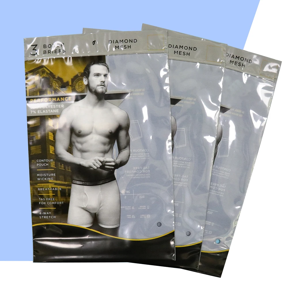 Customized Design Logo New Design Underwear Boxers Briefs Men Women Zip Lock Stand Up Packaging Bags Packs Of Men Underwear