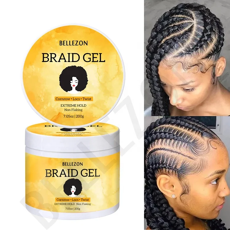 Factory Braiding Gel 250ml with Spoon box braids extreme hold for all day Shine  locs Private label Edge control Styling Gel