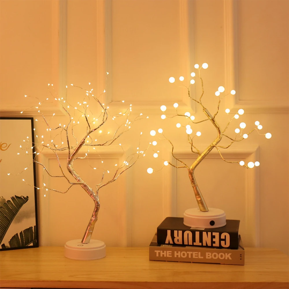 LED 45 cm Pearl tree lamp room romantic ornaments touch switch Usb and Battery Power Table Light