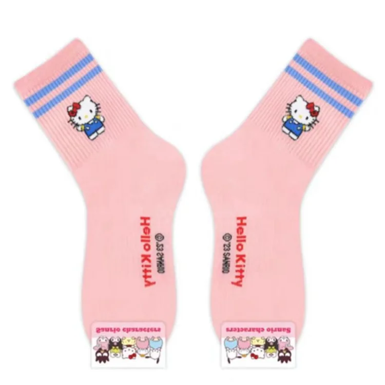 HY-2139 New 2023 Korean style Cartoon Kuromi Sock Girl Combed Cotton Students  Striped Crew Socks Women Girls