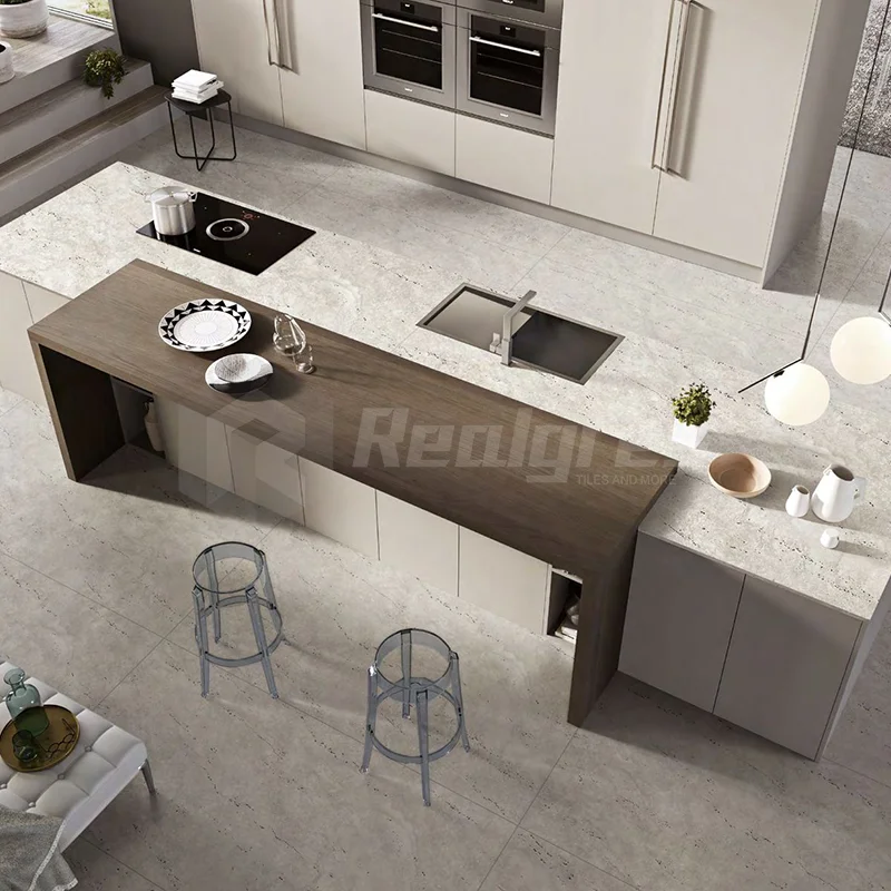 Realgres Interior Glazed Travertine Wall Tile Sintered Stone For Apartment Or Hotel Kitchen Countertop