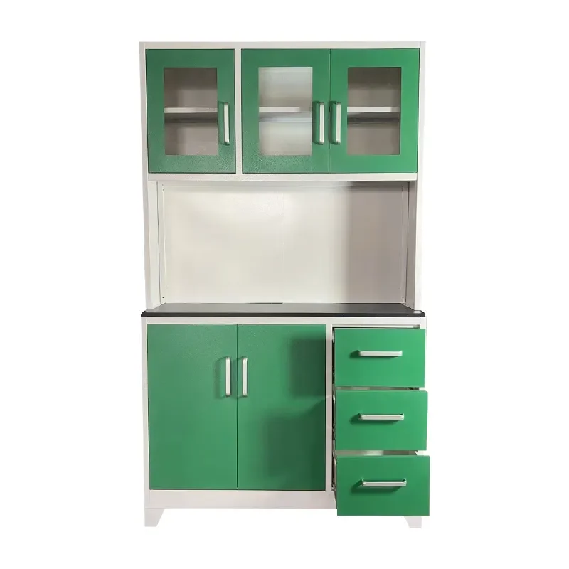 Cheap flat pack commercial apartment metal steel kitchen storage cabinet design with doors and drawers