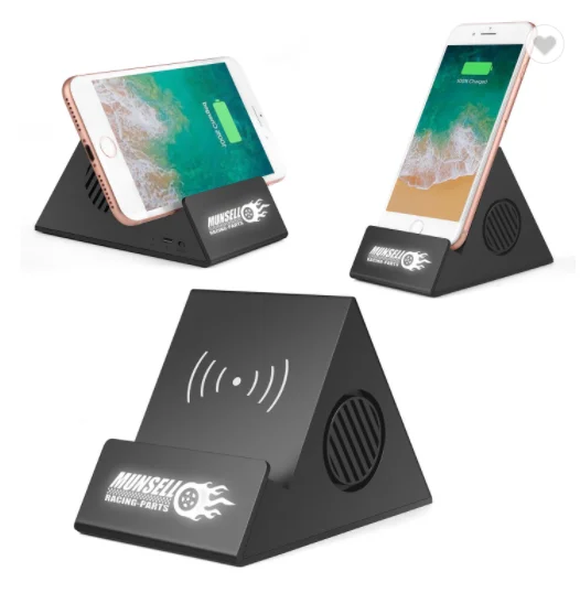 JCX/Promotional Led Logo Mobile stand wireless speaker wireless charger