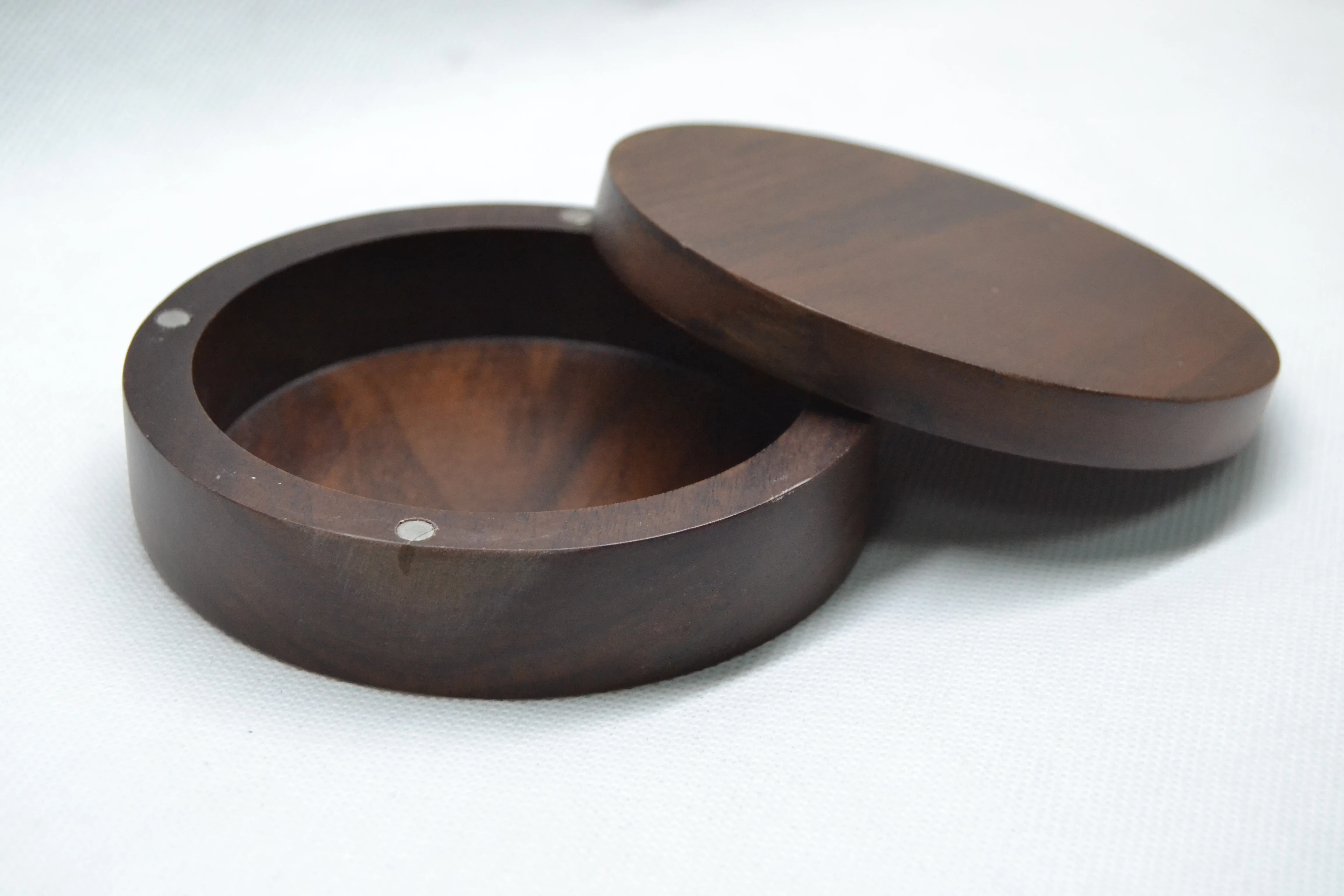 Handmade Luxury round Walnut Wooden Box for Jewelry Storage Gift Box for Bracelets Necklaces Rings Black Wood & Bamboo