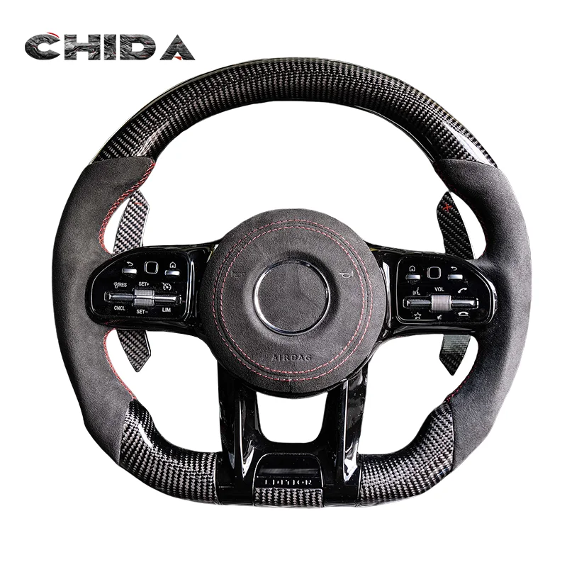 Custom Glossy Carbon Fibre  Steering Wheel For Mercedess Benzs A E C S G-Series E43 C63S W207 A45  GLE CLS GT