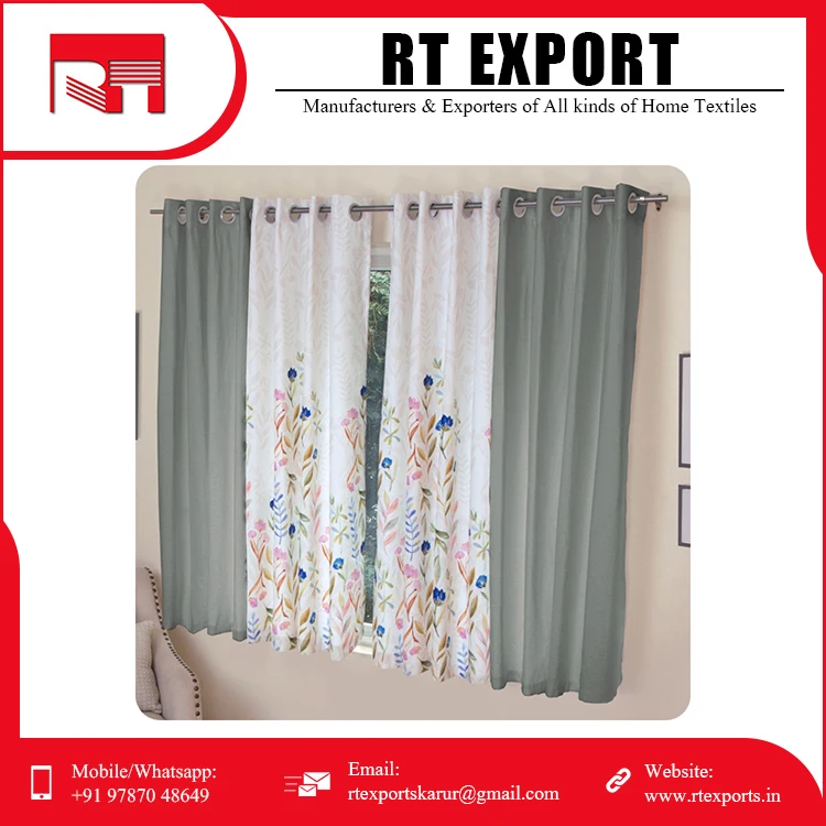 Modern Design Best Selling Window Curtains 100% Pure Cotton Customized Print Window Curtain for Sale