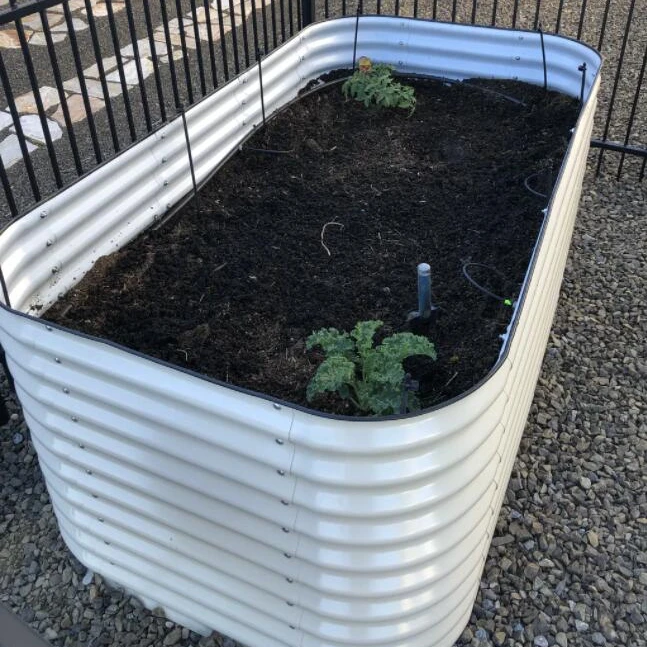 Ivory(Pearl White) Aluzinc Coated Modular Metal Raised Garden Bed Stainless Steel Planter Box 32' Tall