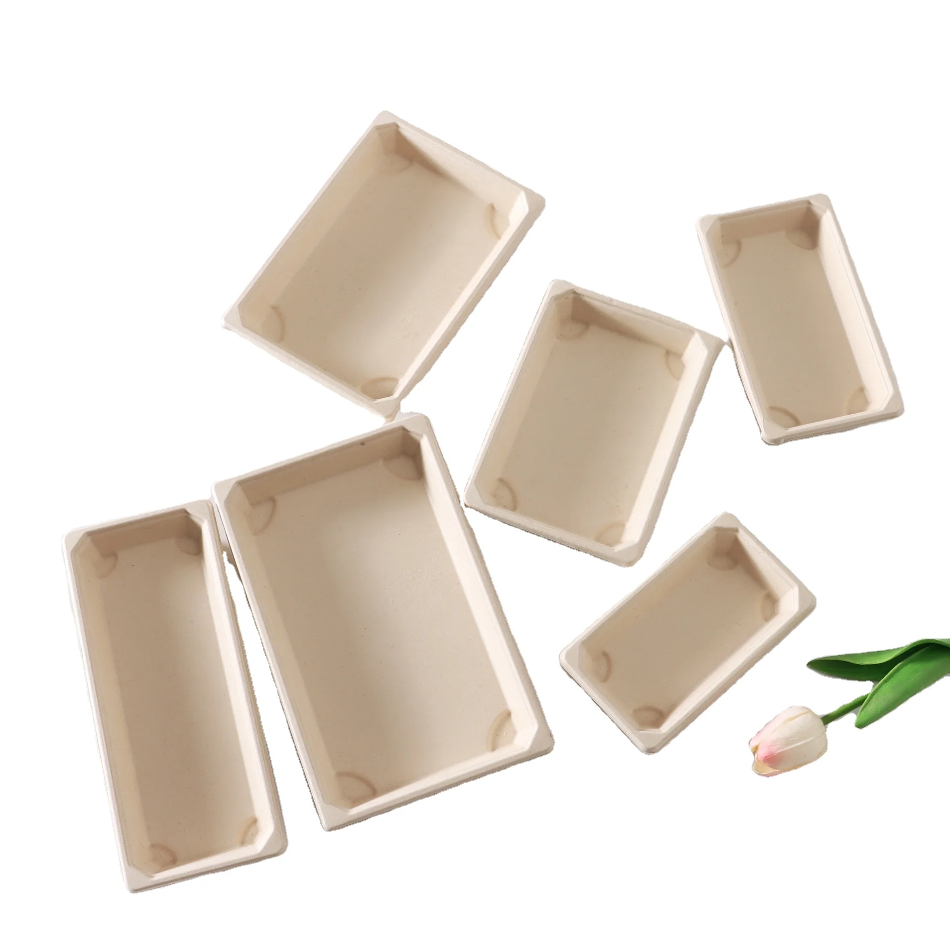Factory direct sales Bagasse biodegradable sugarcane food container sushi packaging with lid