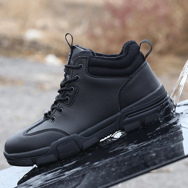 Custom In stock fashion keep warm in winter rubber sole antistatic industrial protective lightweight steel toe safety work shoes