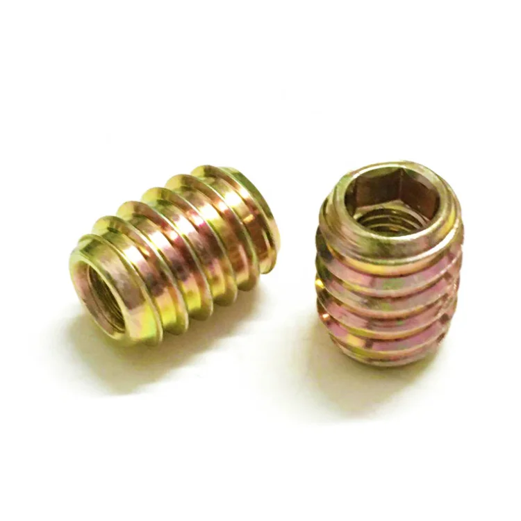 
carbon steel Metal barrel hex socket m6 insert thread inserts nut for wooden furniture 
