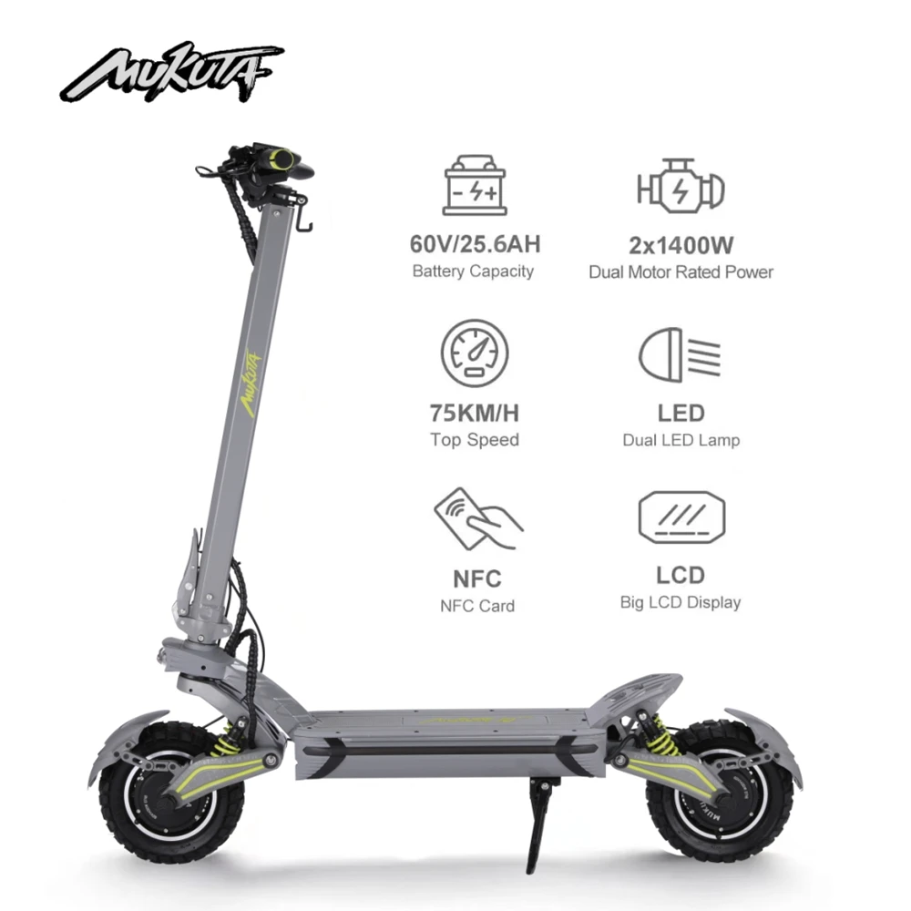 Mukuta 10 Plus Foldable Electric Scooters Powerful Adult With NFC 60V 25.6Ah 2800W Motor Power Battery Chinese Electric Scooter