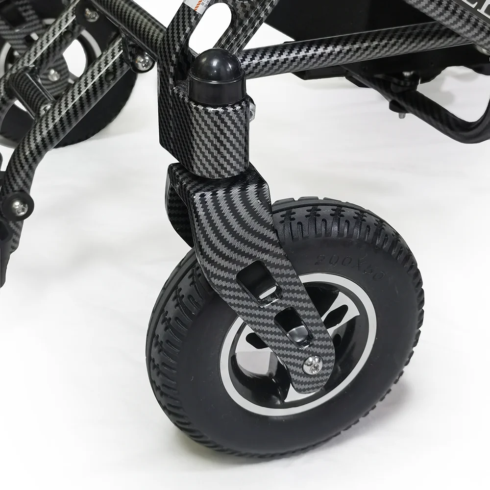 HEDY FEW07 CE Stylish Carbon Fiber Look UltraLight Folding Remote Control Travel Power Chair Electric Wheelchair For The Elderly