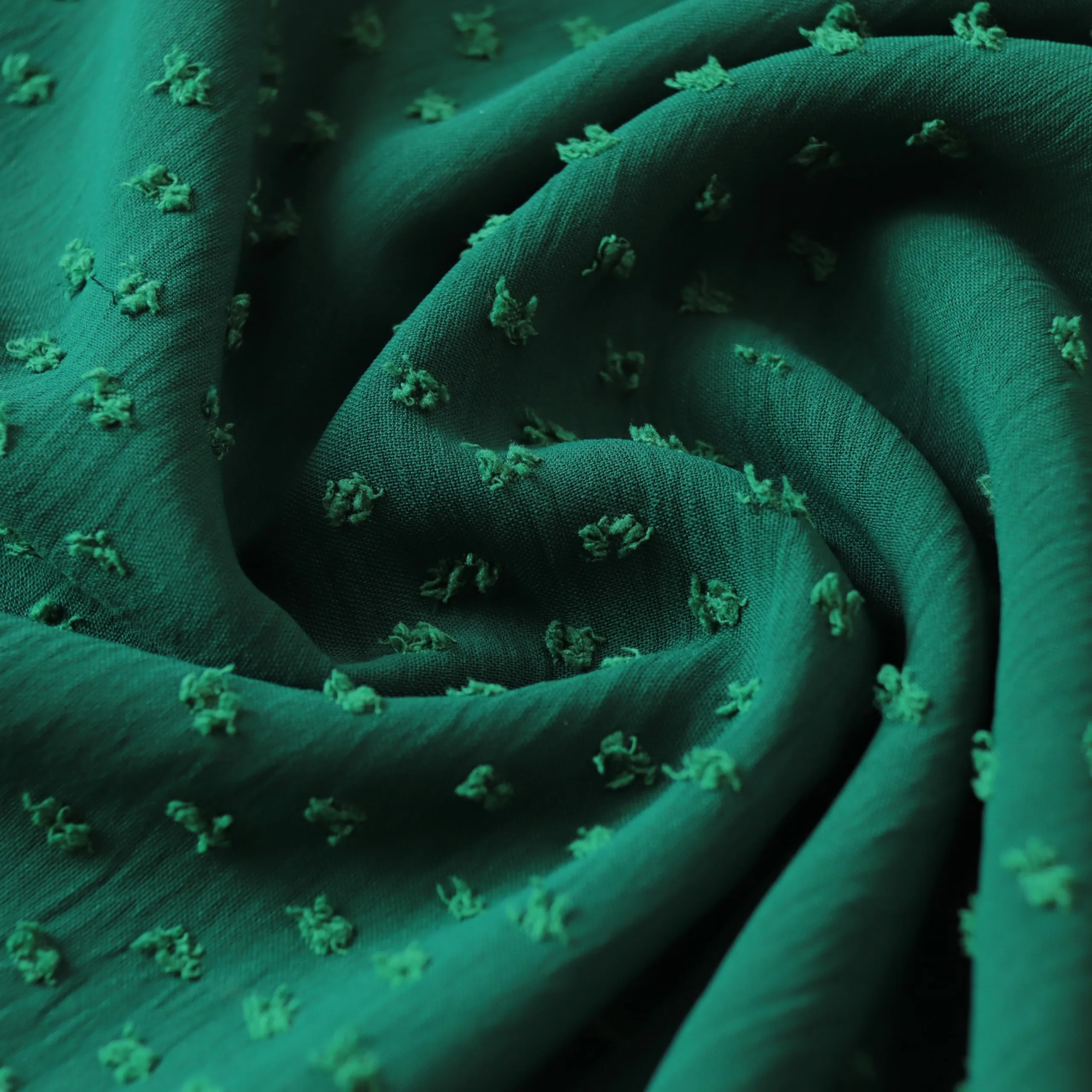 New hot sale 140g dark green color polyester small dot jacquard cut flower fabric CEY fabric