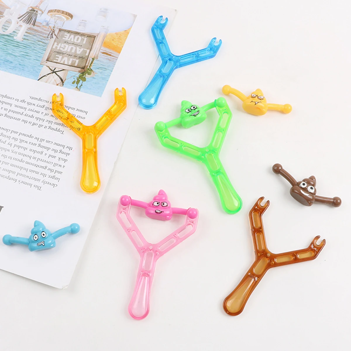 Hot sale Creative funny children tricky Children Vent Stress Relieve Toy Sticky Stool Game Creative Catapult Poop Slingshot Toy