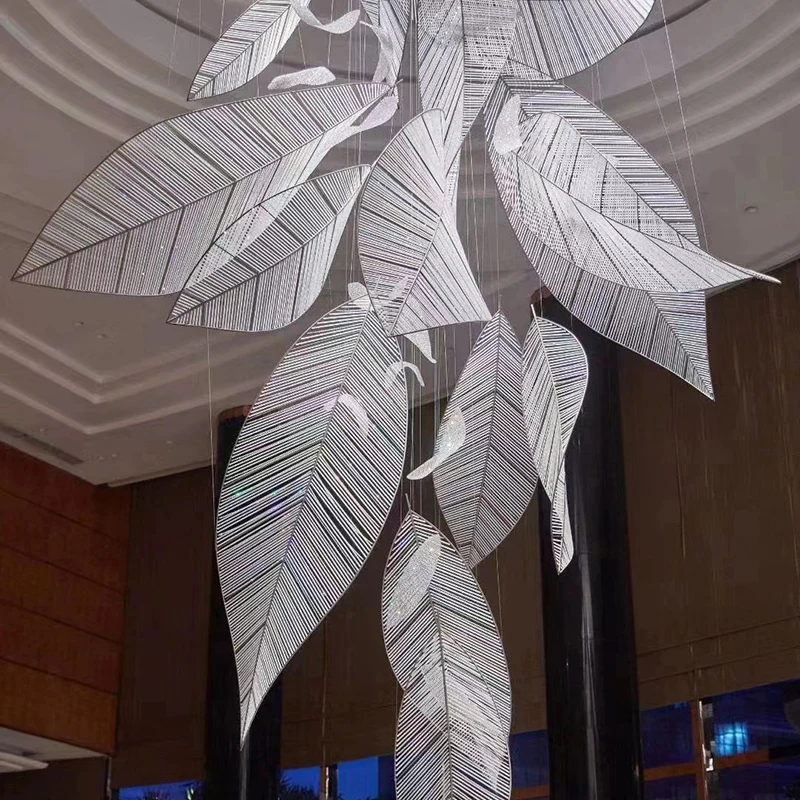 Hotel Luxury Modern Crystal hanging lights Leaf shaped lamp chandeliers