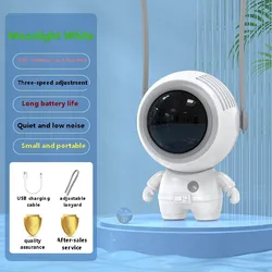 2022 New astronaut small fan hanging neck handheld mini portable usb mini leafless outdoor camping fan
