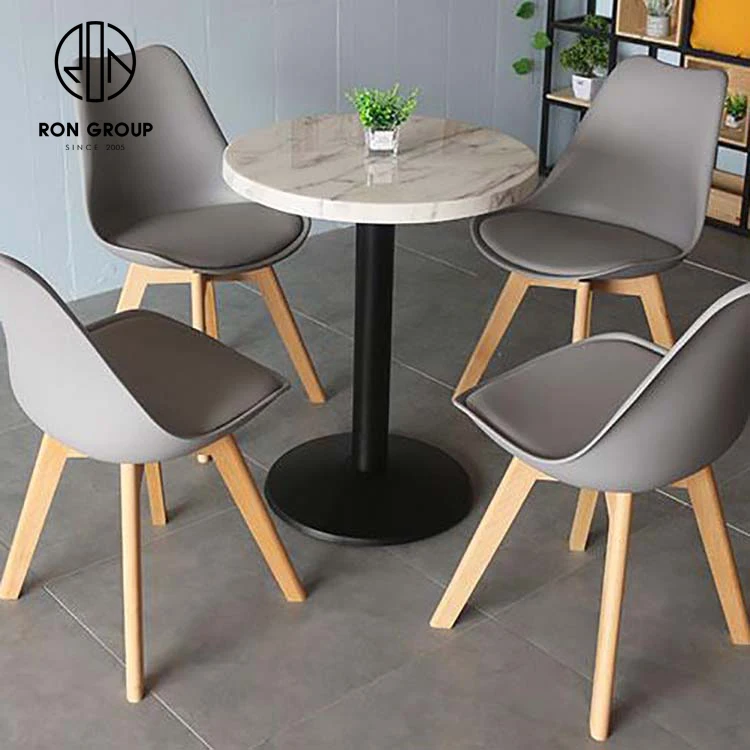 High Quality Nordic Cafe Shop Dining Room Furniture French Artificial Stone Round Marble Top Restaurant Tables with Chair Set