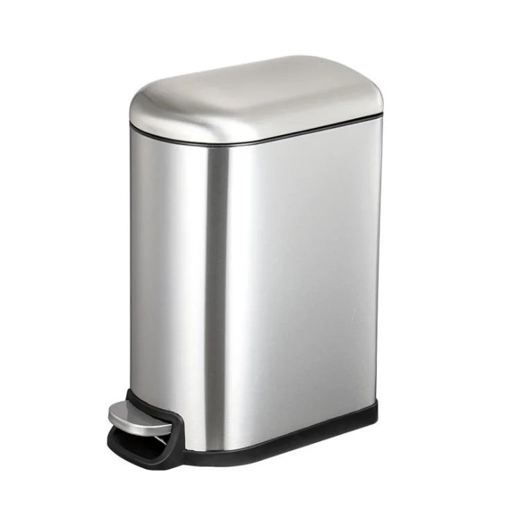 Kingze 10L Kitchen Dust Bin Stainless Steel Trash Can Foot Pedal Waste Bin with Lid