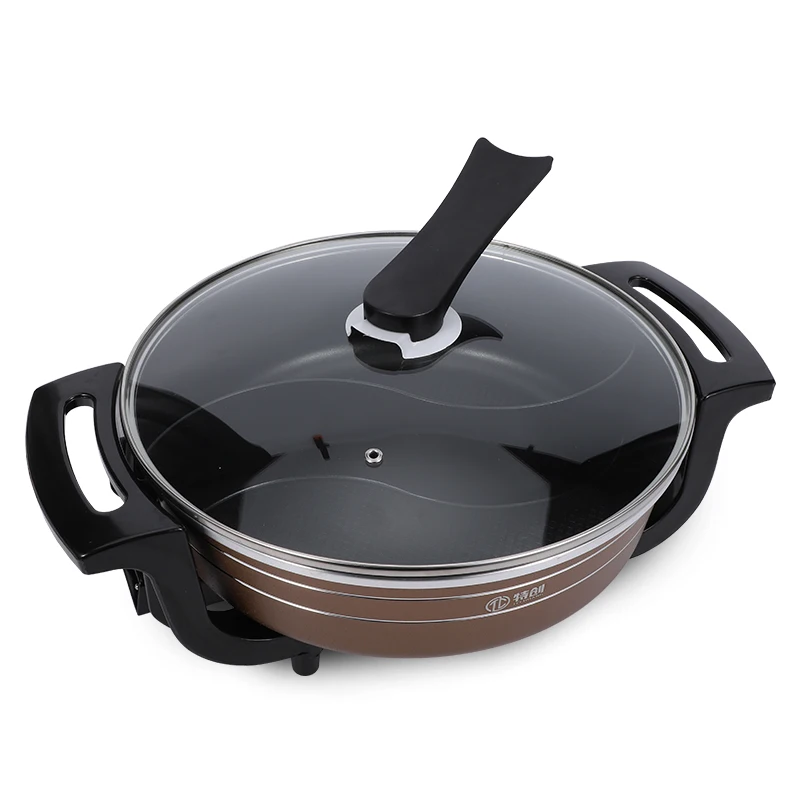 
Household Electric Hot Pot Skillet Pan Cooker With Glass Lid 