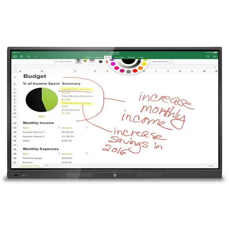 Educational Equipment all in one smart screen lcd interactive whiteboard with annotation