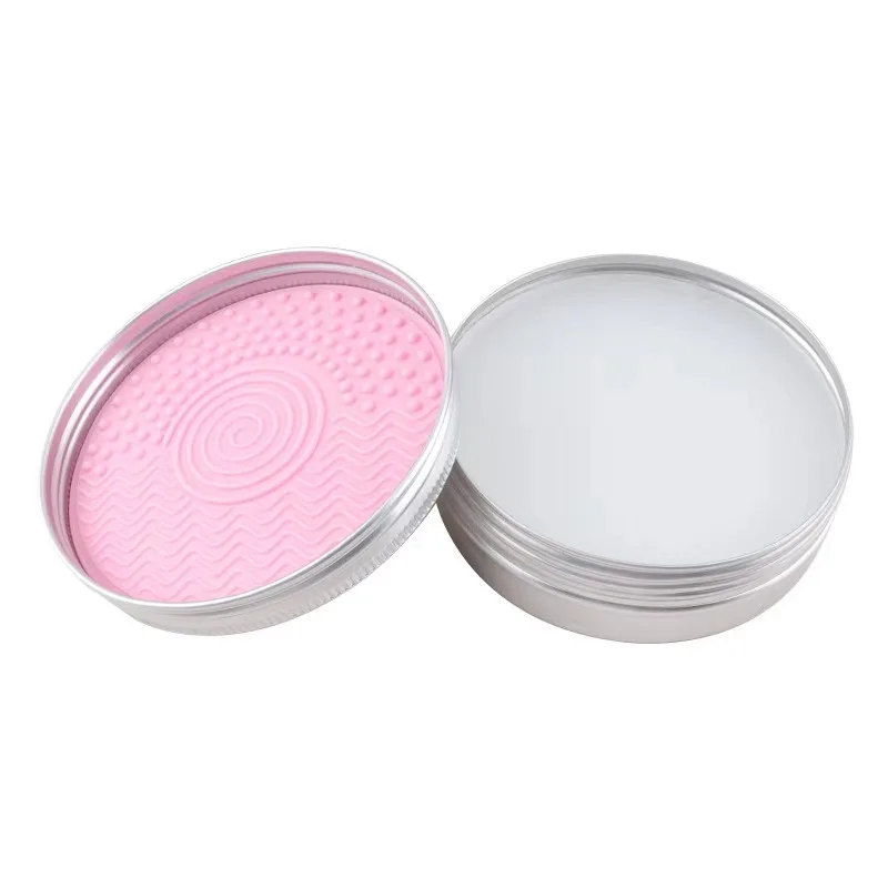 2 in 1 Brush Cleaner Soap Solid Silicone Make up Cleaning Brush Scrubber  Brush Cleaner Soap box