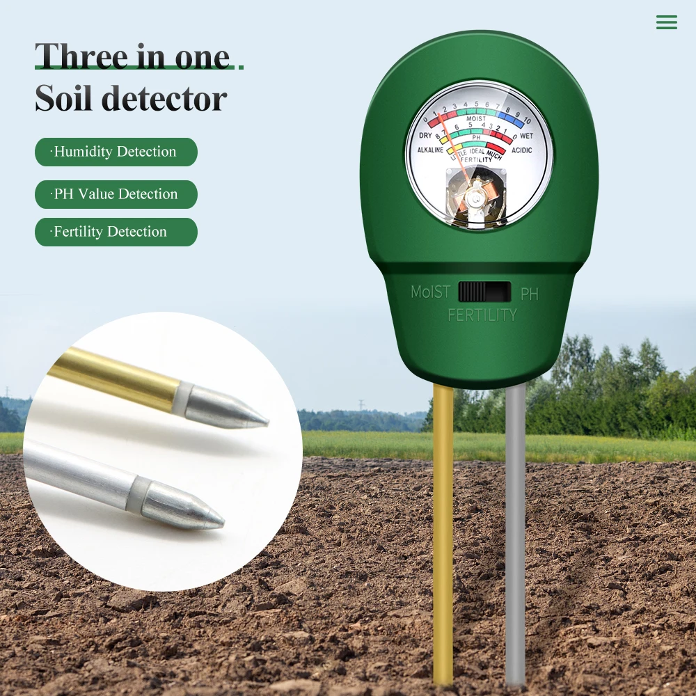 Digital 3 in 1 Garden Planting Tool PH Moisture Analyzer Monitor Soil Fertility tester