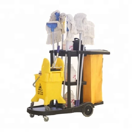 Commercial Cleaning Supplies Folding Cleaning Cart Multifunction Janitor Housekeeping Carts Hotel Cleaning Trolley