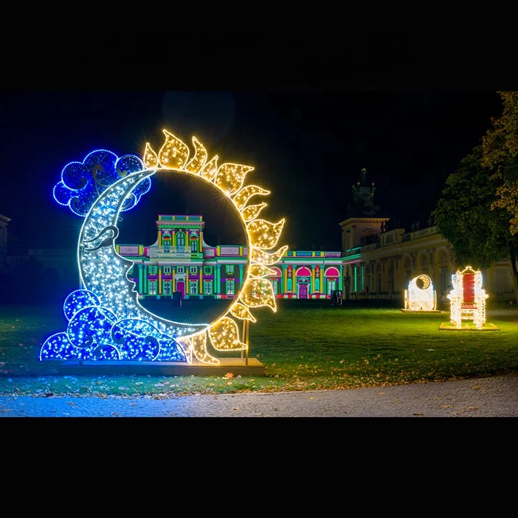 Height 9 feet 10 feet large Eid Ramadan Products 3D Moon Motif Lights Outdoor Holiday Decoration