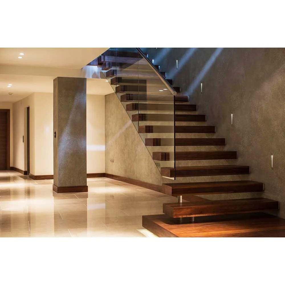 Gaobo Manufactured Floating Staircase Contemporary Spiral Straight Stair Metal Steel And Wood Cantilever Staircase