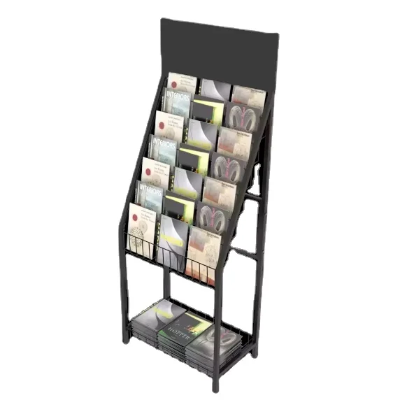 Book Rack For Bookstore,Metal Comic Books Storage Display Racks For Shops,Library,Poster Magazine Display Stand With Billboard