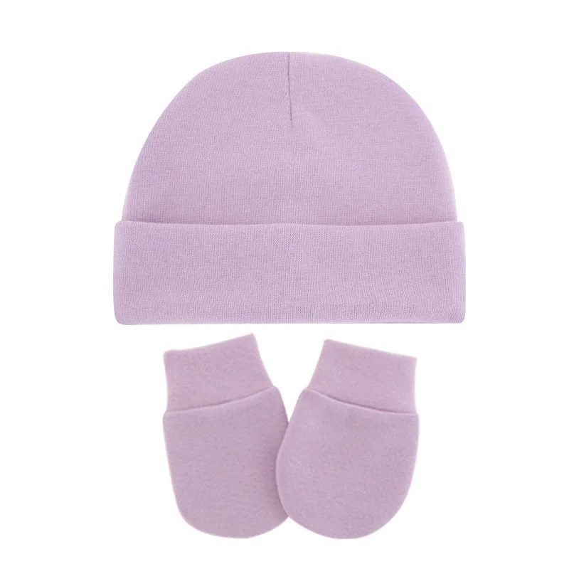 A Hat For Newborns Anti-Scratch Set Baby Beanie Hat Solid Color Hood Baby Hats Baby Products