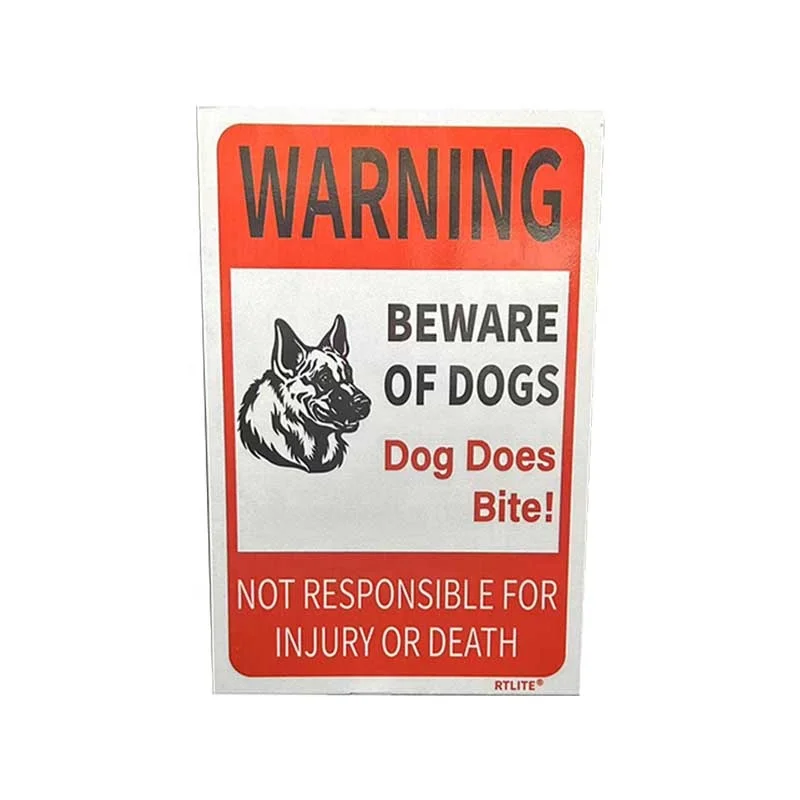 Custom Safety Warning Sign Aluminium BEWARE OF DOG DANGER NO SMOKING Printing Reflector Stickers Reflective Sign Board
