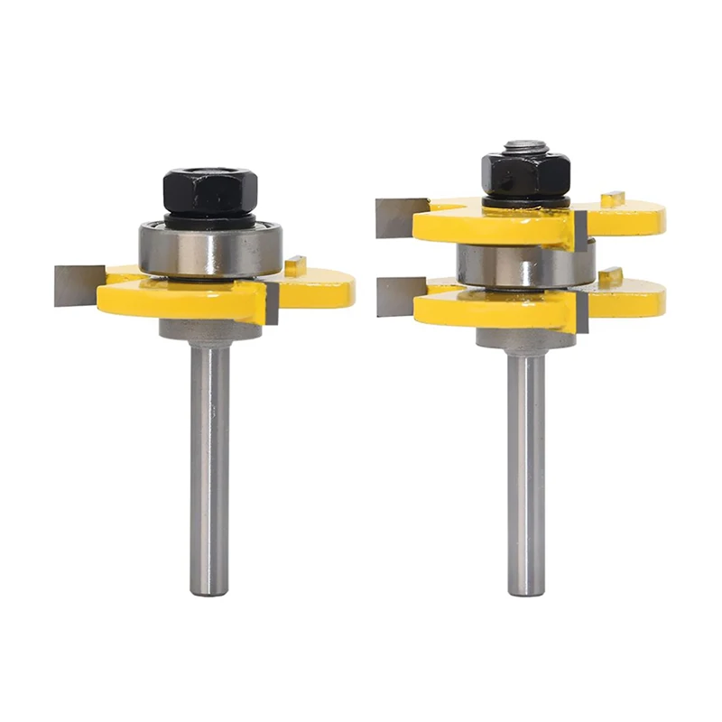 2pcs 6mm shank 1/4 Carbide tooth woodworking slot router bits Grooving milling cutter for wood Trimmer engraving tools