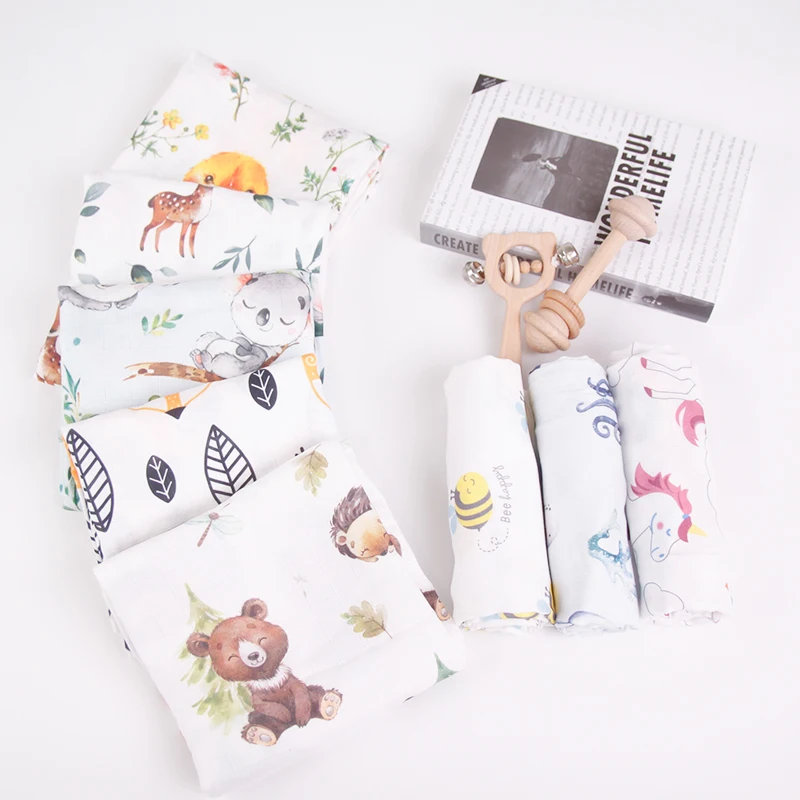 2 4 6 Layers Organic Bamboo Cotton Golden Supplier Kids Receiving Baby Muslin Swaddle Wrap Blankets For Newborns