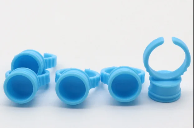 Disposable Pink Blue Plastic Tattoo Pigment Ring Ink Cups Holder Tools Eyelash Extension Glue Rings