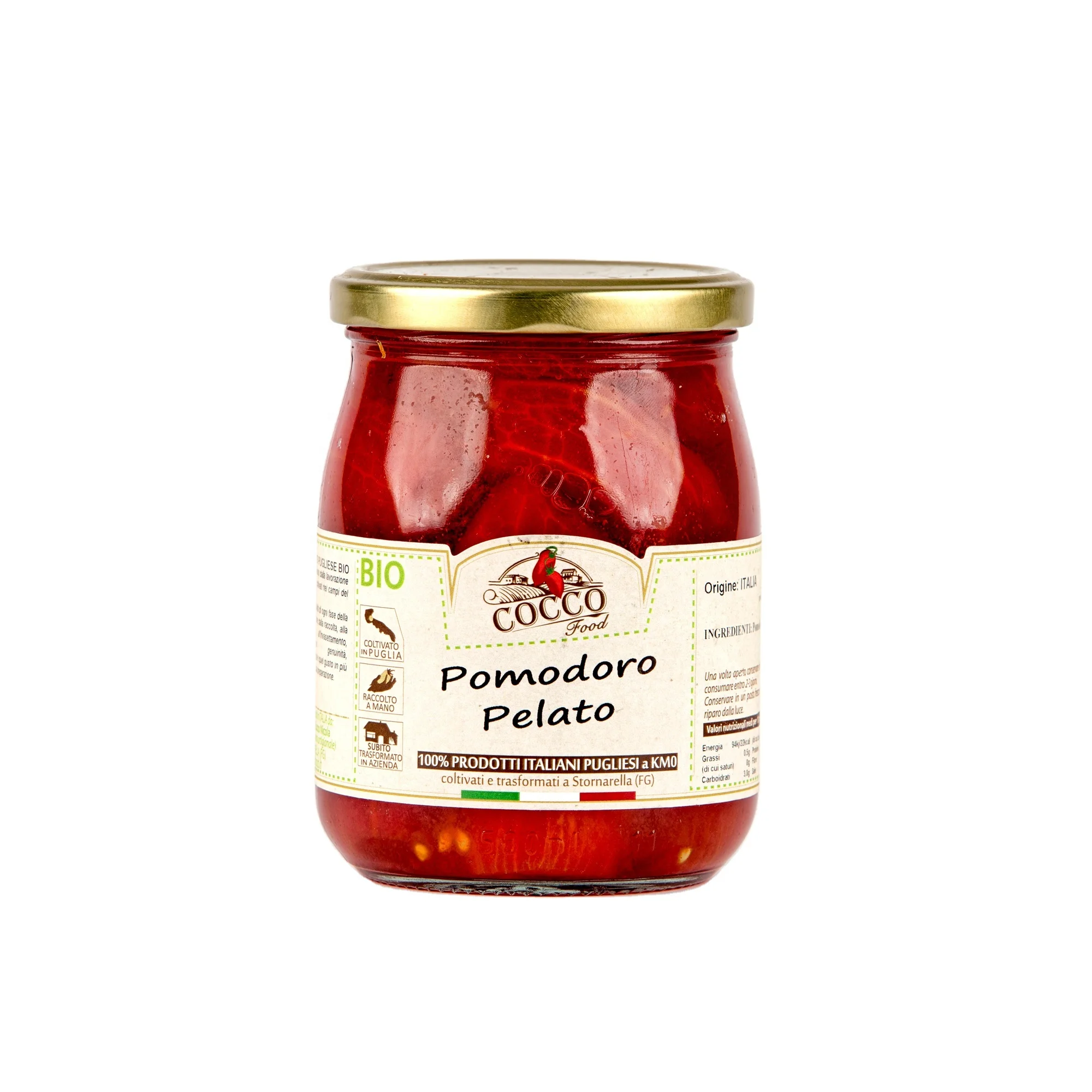 High Quality Hand Peeled  Fresh Red Tomato In Brine Made in Italy Gourmet For Pasta, Second Plate And Italian Focaccia 500g